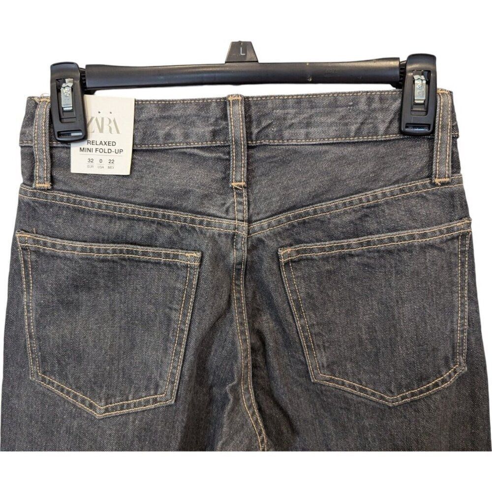 Zara Womens Jeans EU 32 US 0 Blue Mini Fold Up Straight Leg Relaxed 3607/802 NWT - Picture 5 of 16